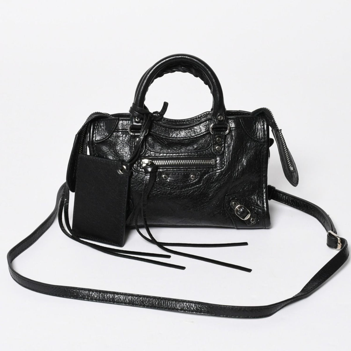Balenciaga Le City Mini le 2-Way Shoulder Bag Black Silver