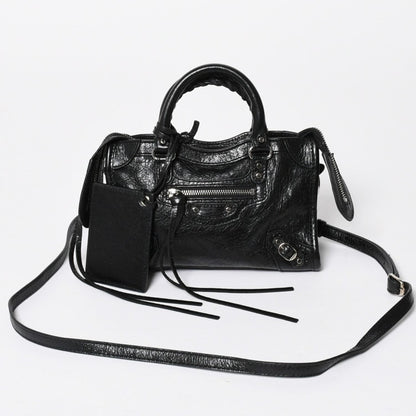 Balenciaga Le City Mini le 2-Way Shoulder Bag Black Silver