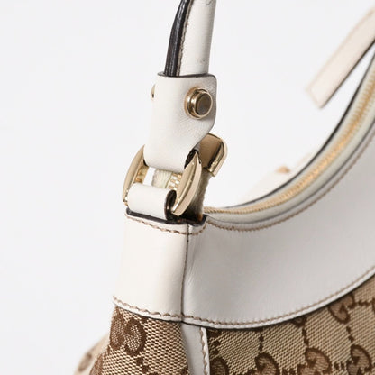 Gucci Bag Handbag Abbey GG Canvas Leather White Beige Gold — view 5
