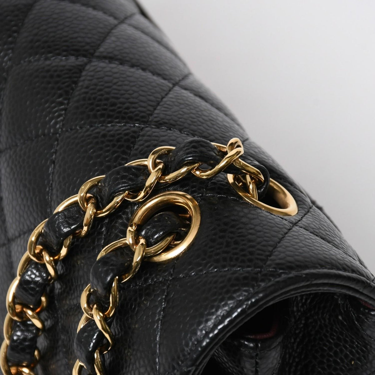 Chanel Quilted 23 Double Flap Chain Shoulder Bag CC Logo Caviar Leather Black — view 6