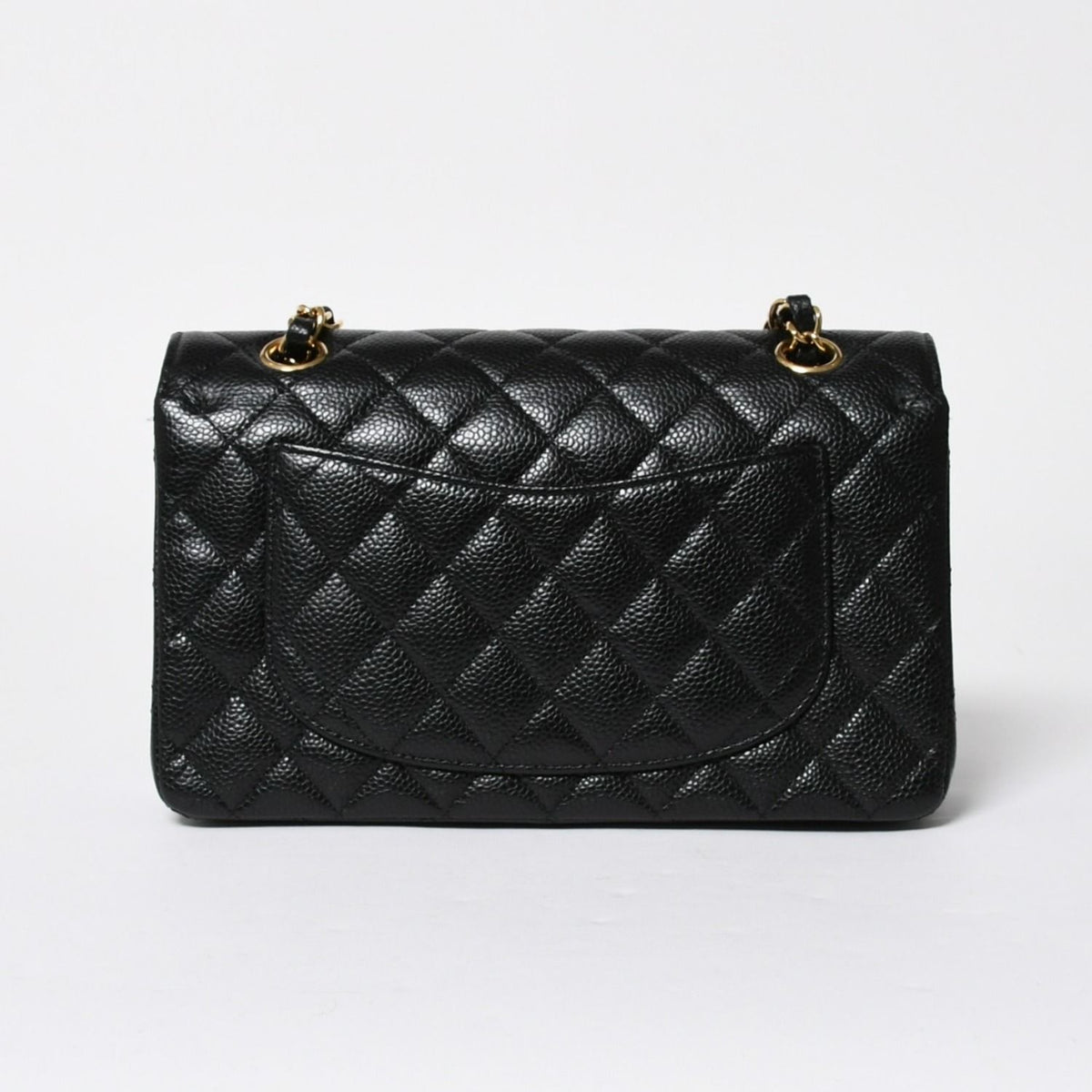 Chanel Quilted 23 Double Flap Chain Shoulder Bag CC Logo Caviar Leather Black — view 3