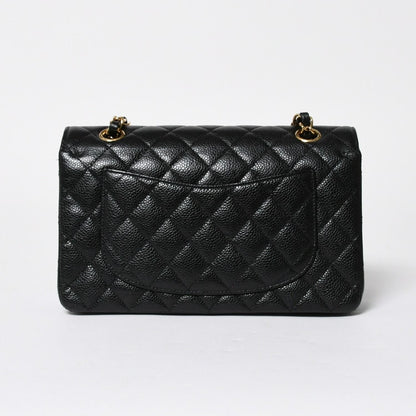 Chanel Quilted 23 Double Flap Chain Shoulder Bag CC Logo Caviar Leather Black — view 3
