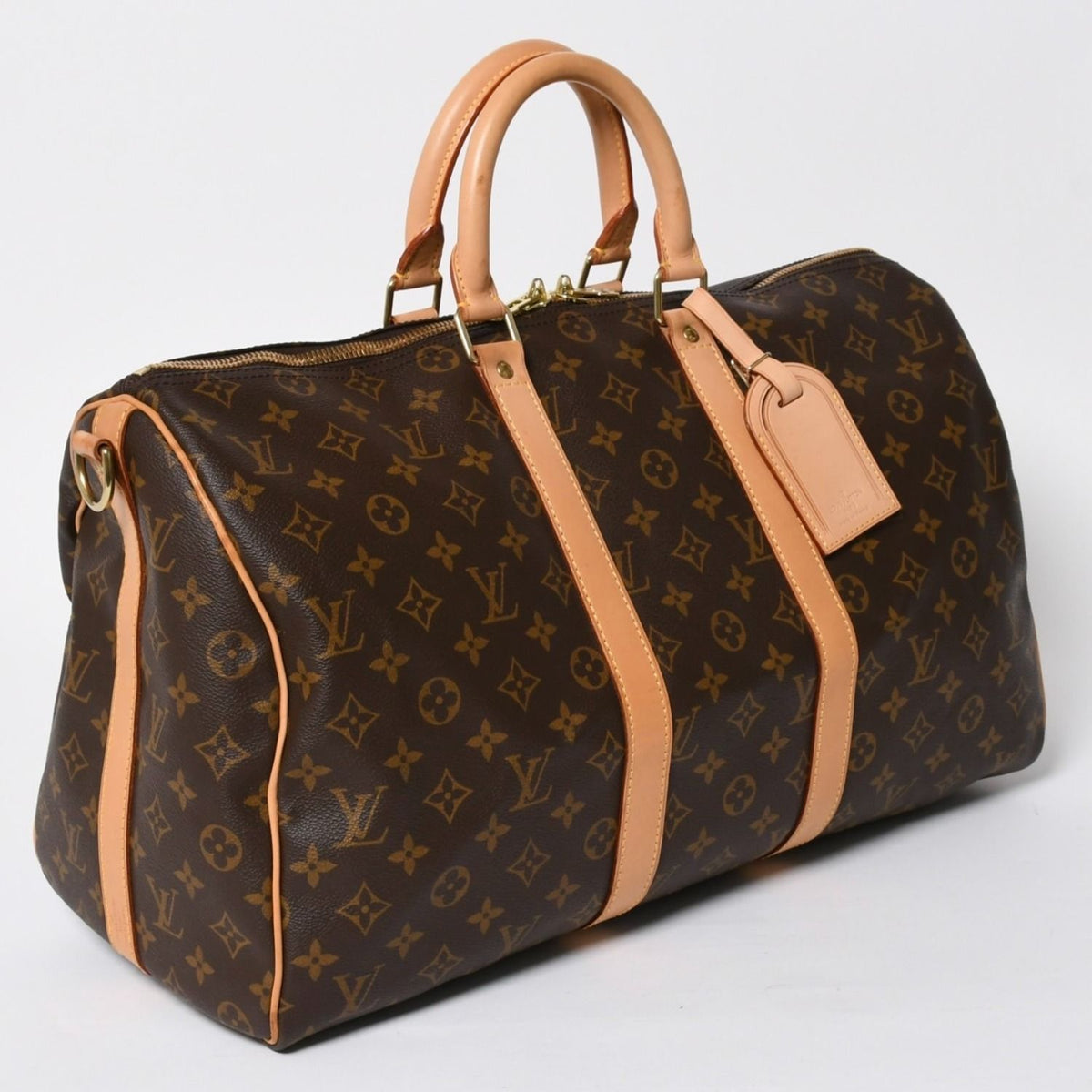 Louis Vuitton Boston Bag Keepall Bandouliere 45 Monogram Brown Gold — view 3