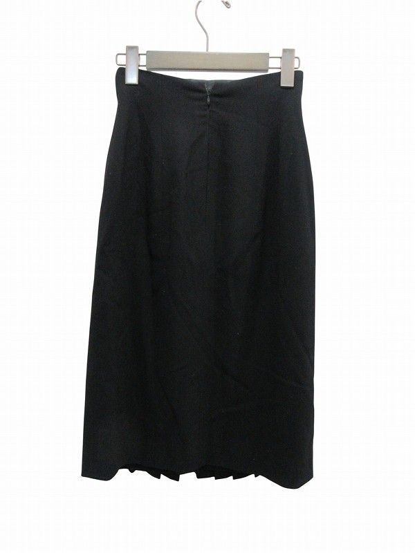 Chanel Long Skirt Black Wool Pleats 34 — view 2