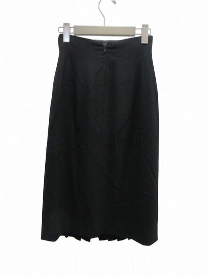 Chanel Long Skirt Black Wool Pleats 34 — view 2