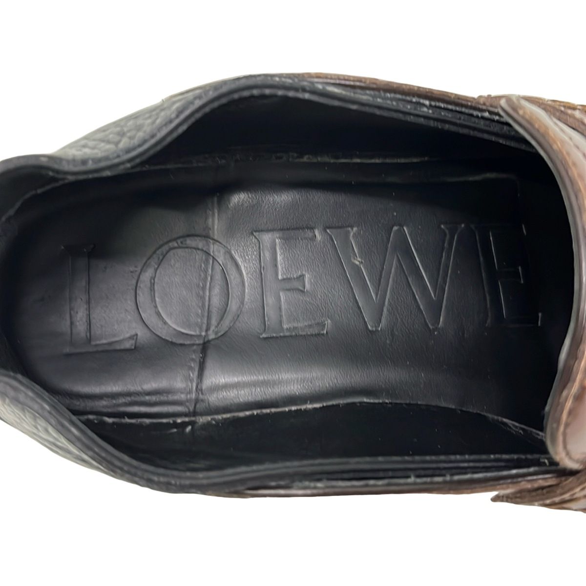 Loewe Loafers Slip-on Brown Black Embossed Babouche Leather — view 5