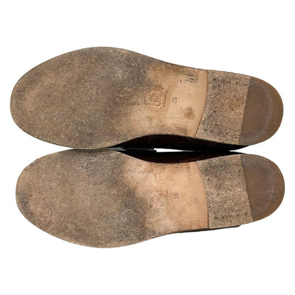 Loewe Loafers Slip-on Brown Black Embossed Babouche Leather — view 4