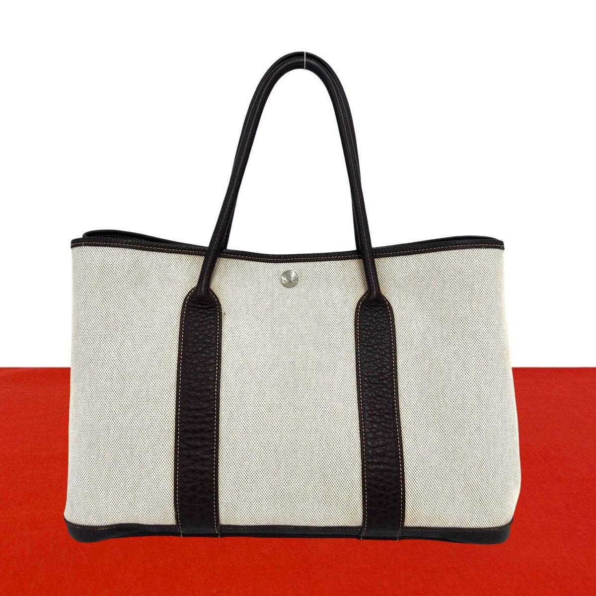 Hermes Garden Party PM Toile H Negonda Tote Bag Nicotine Brown