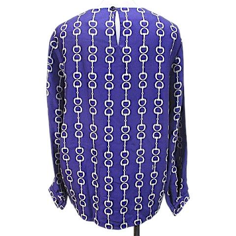 Celine Vintage Chain Horsebit Pattern Long Sleeve Shirt Blouse Purple 40 — view 2