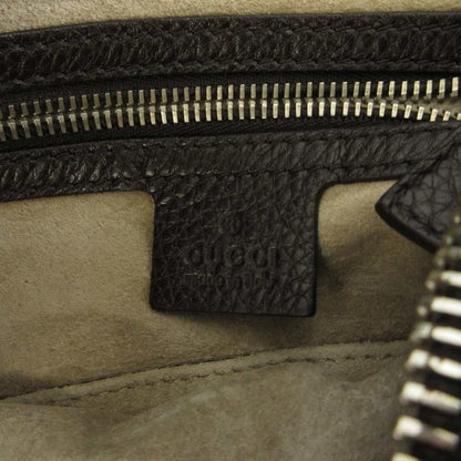 Gucci All Leather Shoulder Bag Messenger Embossed Logo Dark Brown — view 4