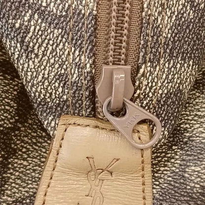 Saint Laurent Vintage Boston Bag Tote Leather Giraffe Pattern YSL Logo Embossed — view 7