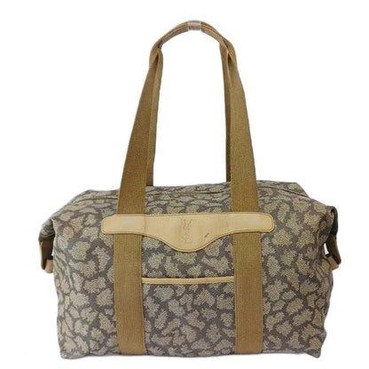 Saint Laurent Vintage Boston Bag Tote Leather Giraffe Pattern YSL Logo Embossed