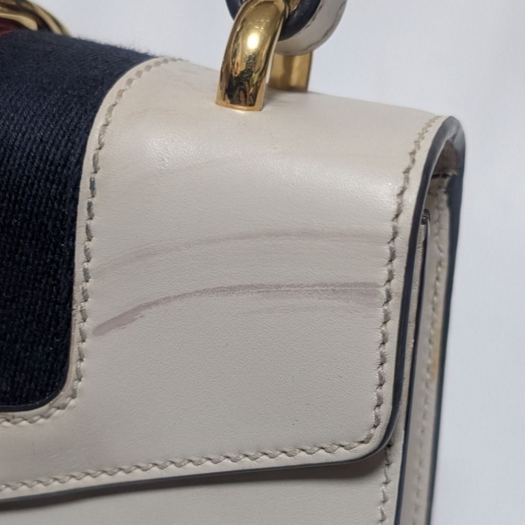 Gucci Sylvie Sherry Line White Leather Handbag — view 6