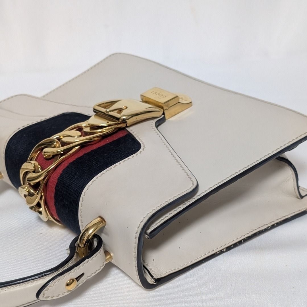 Gucci Sylvie Sherry Line White Leather Handbag — view 3