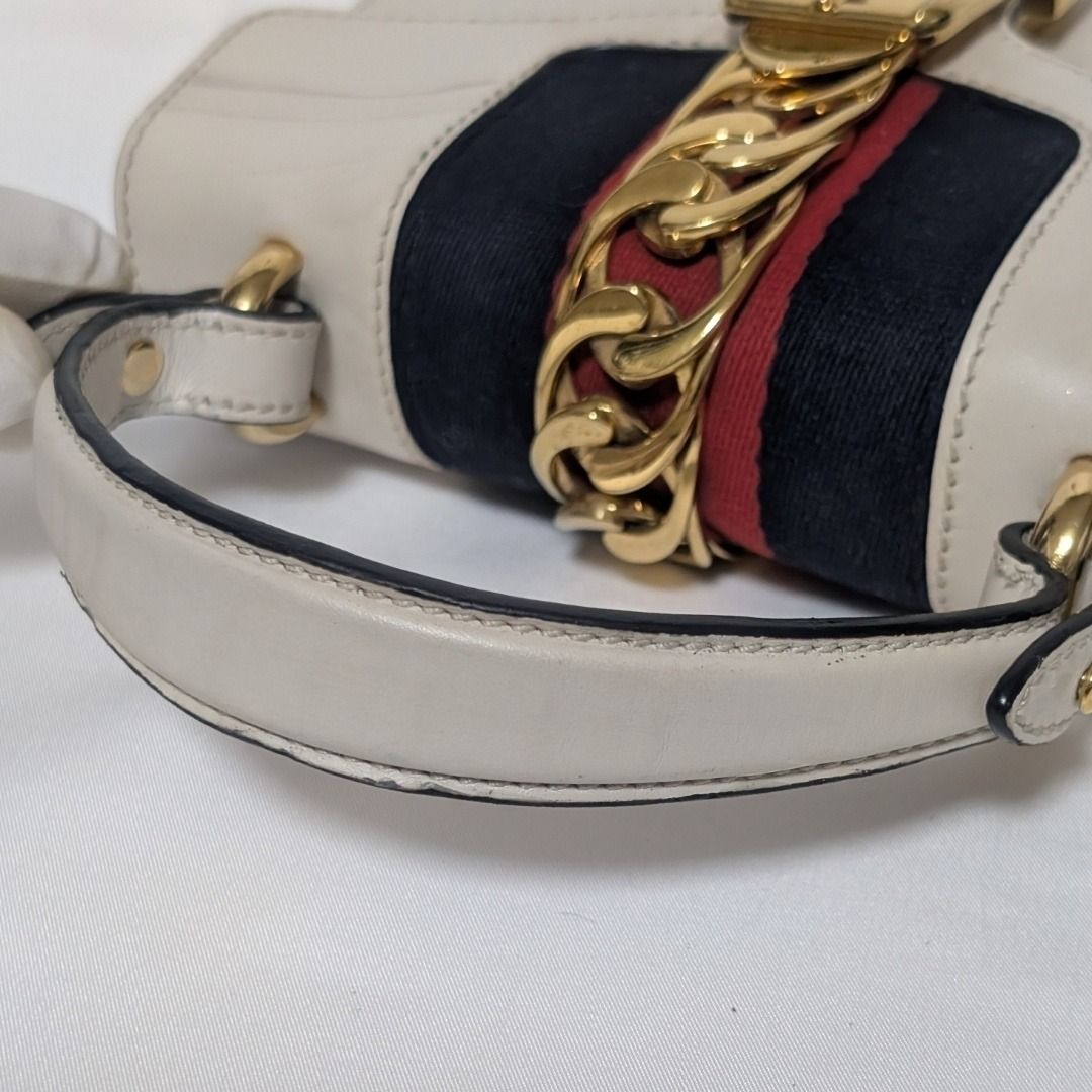 Gucci Sylvie Sherry Line White Leather Handbag — view 7