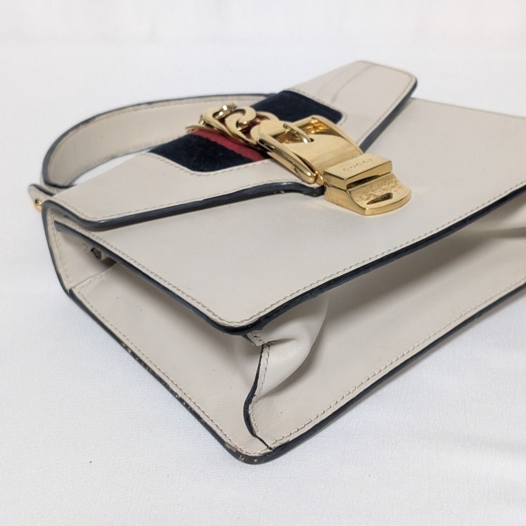 Gucci Sylvie Sherry Line White Leather Handbag — view 4