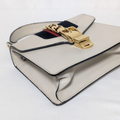 Gucci Sylvie Sherry Line White Leather Handbag — view 4