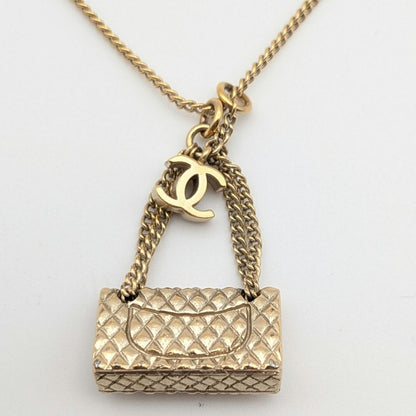 Chanel Necklace Bag Motif Quilted CC Logo Gold 05A — view 4