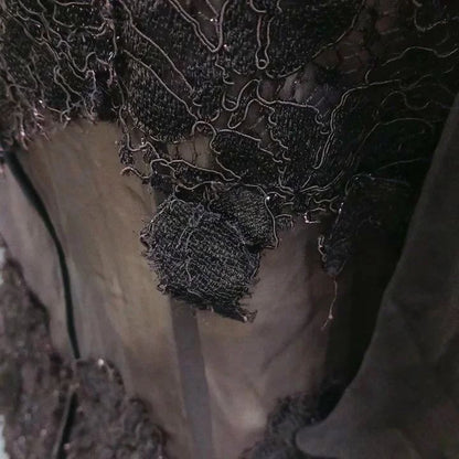 Dolce & Gabbana Dress Lace Sheer Silk Dark Brown Long Sleeve Length 36 — view 8