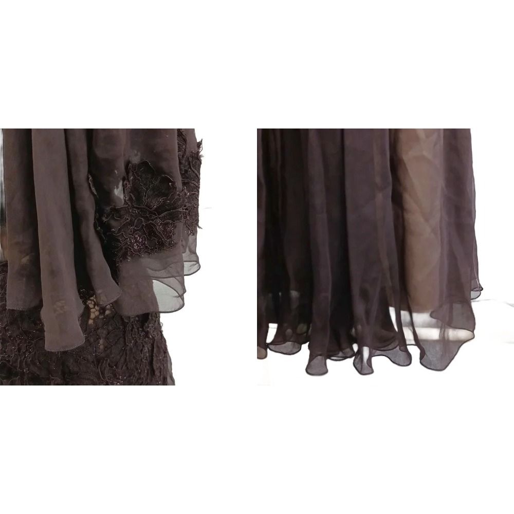 Dolce & Gabbana Dress Lace Sheer Silk Dark Brown Long Sleeve Length 36 — view 6
