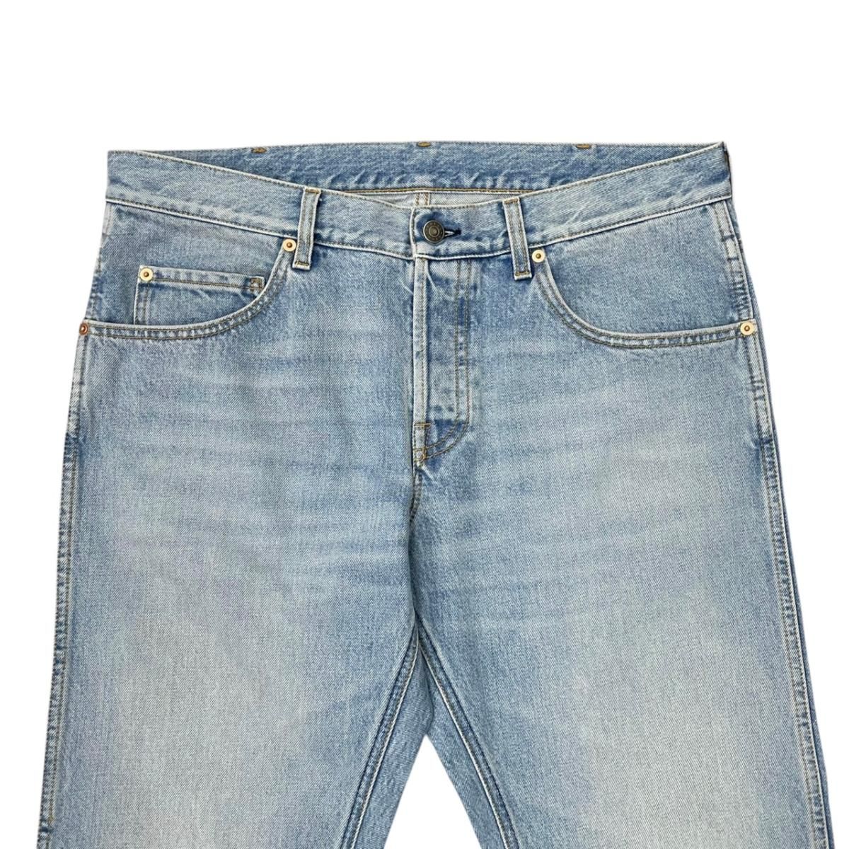 Gucci Pants Horsebit Tapered Denim Cotton Logo Patch Blue Gold 36 — view 3