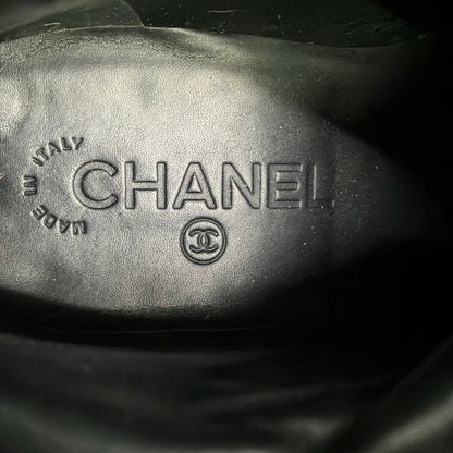 Chanel Short Boots Black Wool Leather — view 5