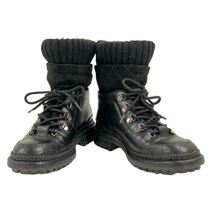 Chanel Short Boots Black Wool Leather — view 2