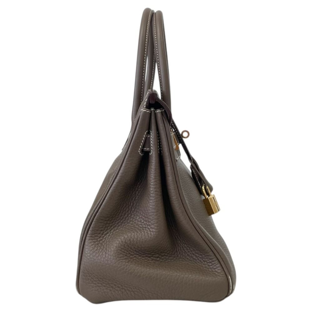 Hermes Birkin 30 Taurillon Clemence Handbag Etoupe Gold — view 4