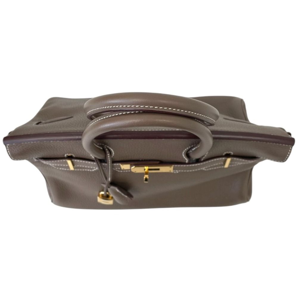 Hermes Birkin 30 Taurillon Clemence Handbag Etoupe Gold — view 5