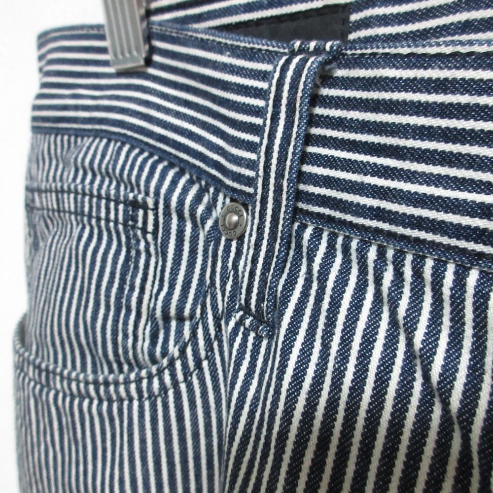 Gucci Regular Hickory Stripe Denim Pants Navy White Spring Summer Fall Winter 50 — view 4