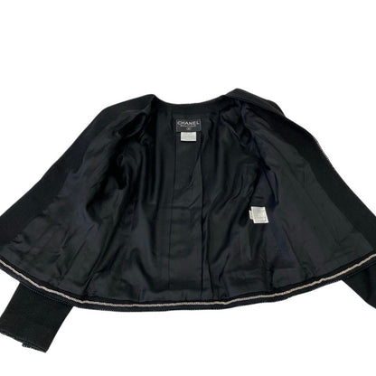 Chanel 98P Collarless Tweed Jacket Black Spring Summer Fall Winter 42 — view 8