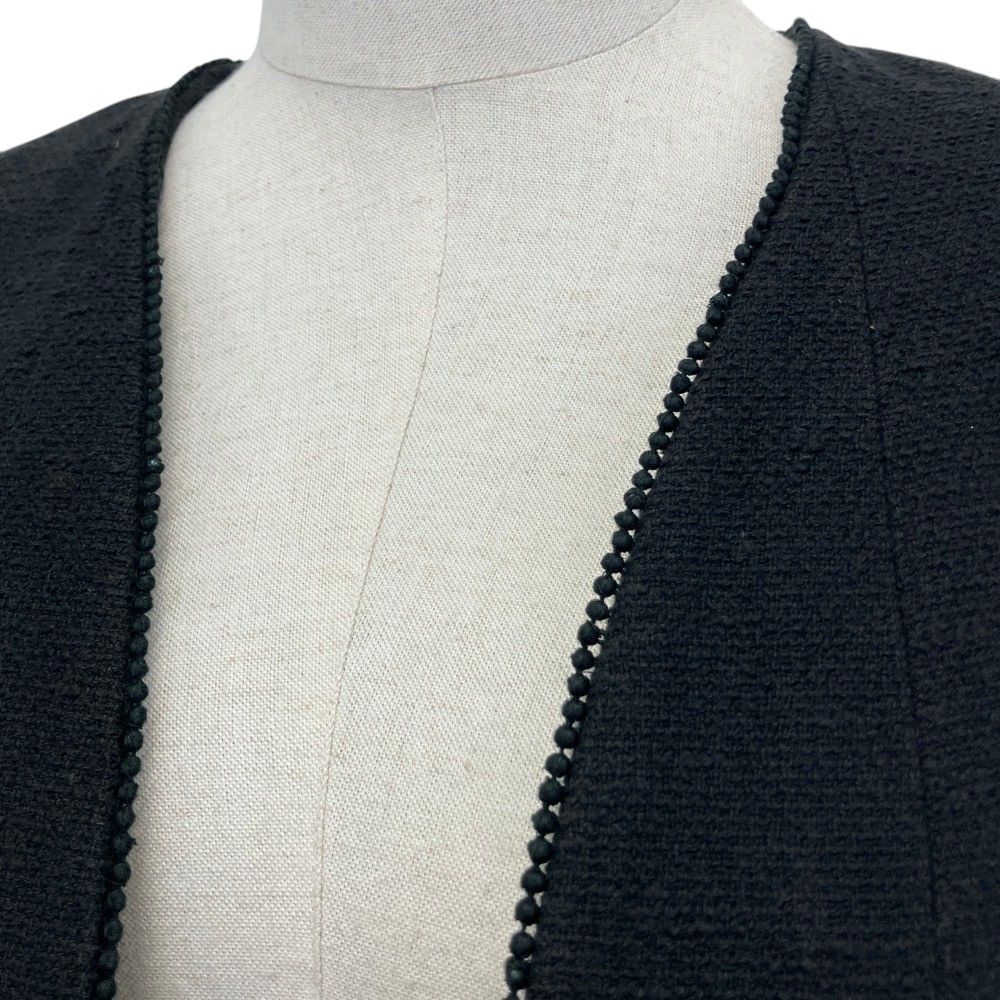 Chanel 98P Collarless Tweed Jacket Black Spring Summer Fall Winter 42 — view 4