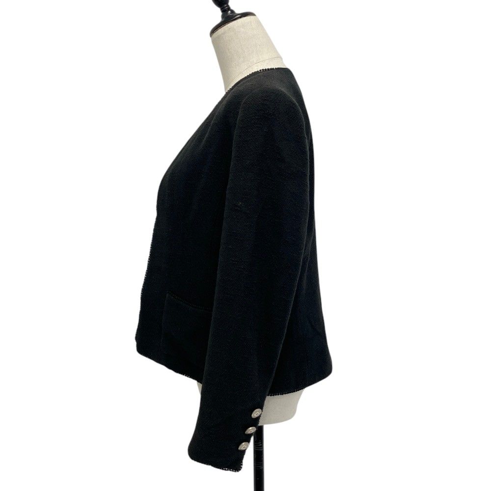 Chanel 98P Collarless Tweed Jacket Black Spring Summer Fall Winter 42 — view 3