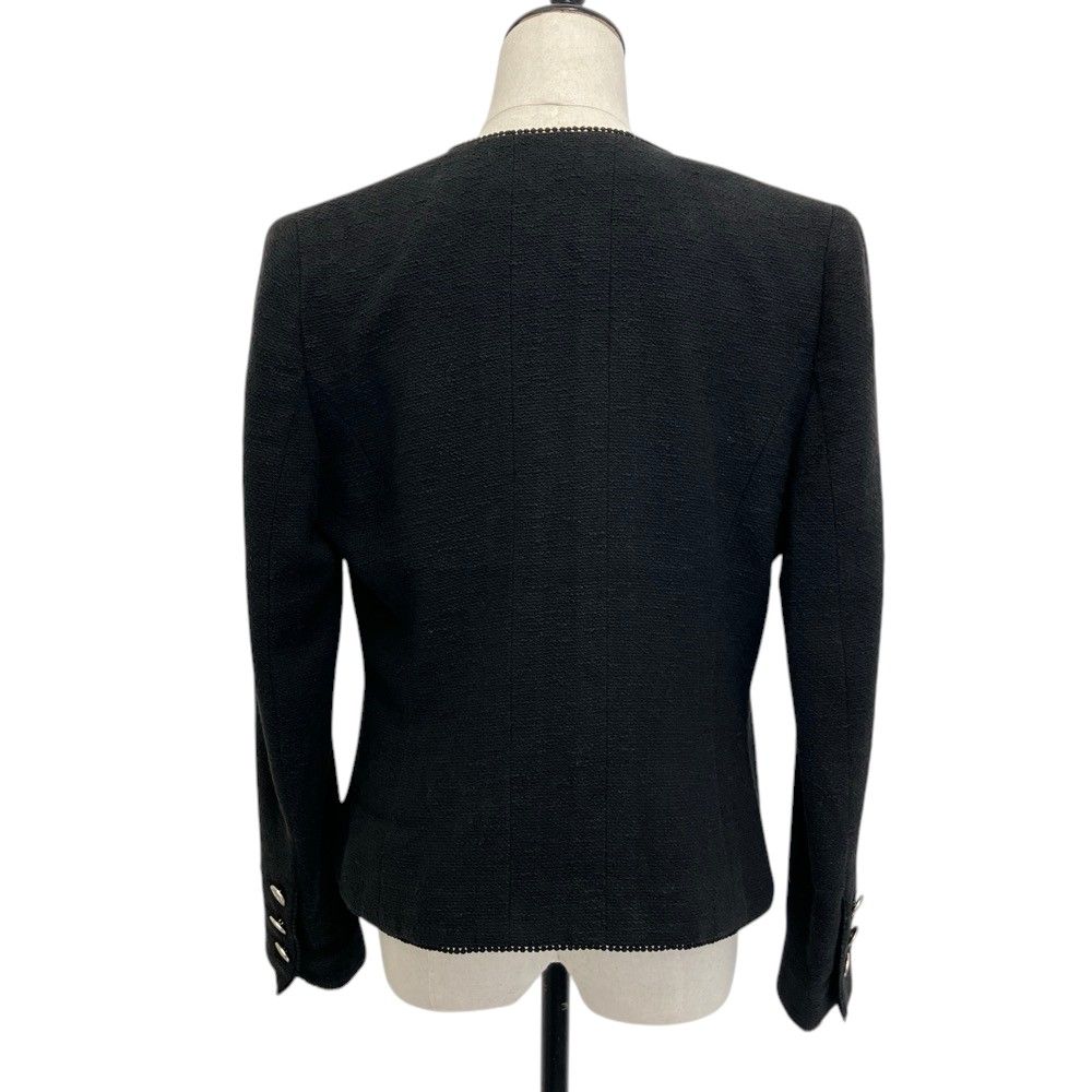 Chanel 98P Collarless Tweed Jacket Black Spring Summer Fall Winter 42 — view 2