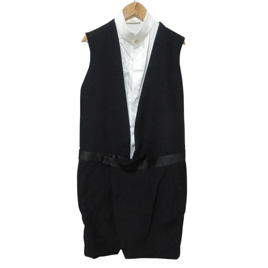 Celine Phoebe Philo Era Layered Asymmetric Long Gilet Dress Black Spring 38