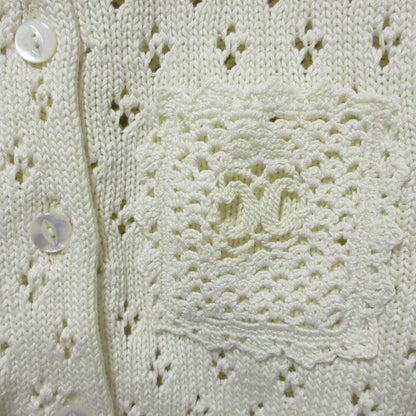 Celine Triomphe Cropped Cotton Knit Cardigan White M — view 5