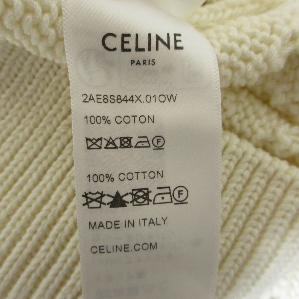 Celine Triomphe Cropped Cotton Knit Cardigan White M — view 7