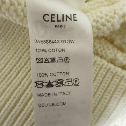 Celine Triomphe Cropped Cotton Knit Cardigan White M — view 7