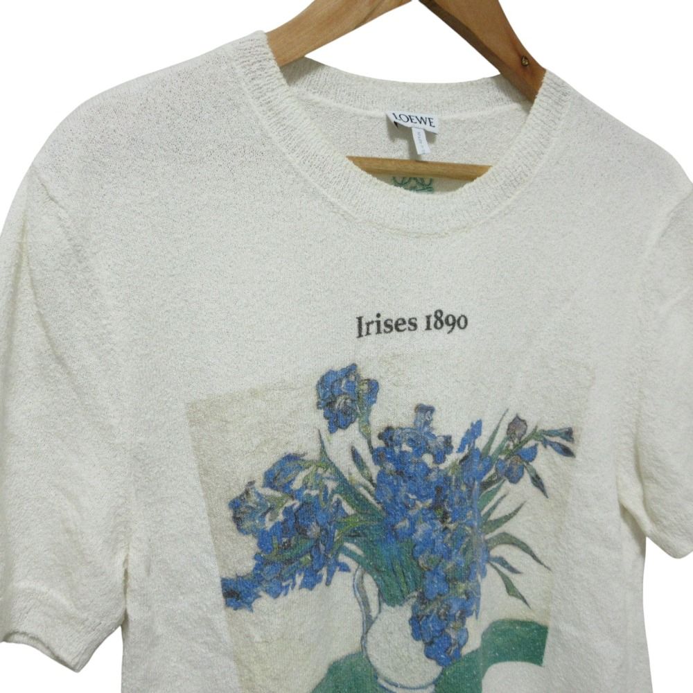 Loewe Vincent Fan Van Gogh Iris Short Sleeve Knit Sweater White Spring Summer M — view 4