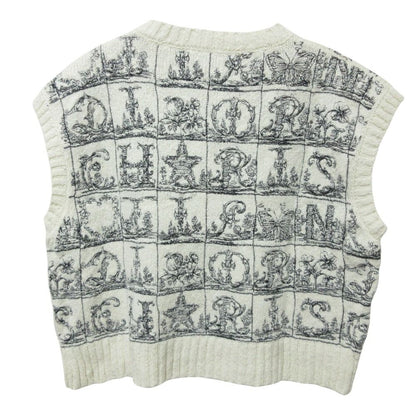Dior Alphabet Wool Silk Knit Vest White Spring Summer Fall Winter — view 2
