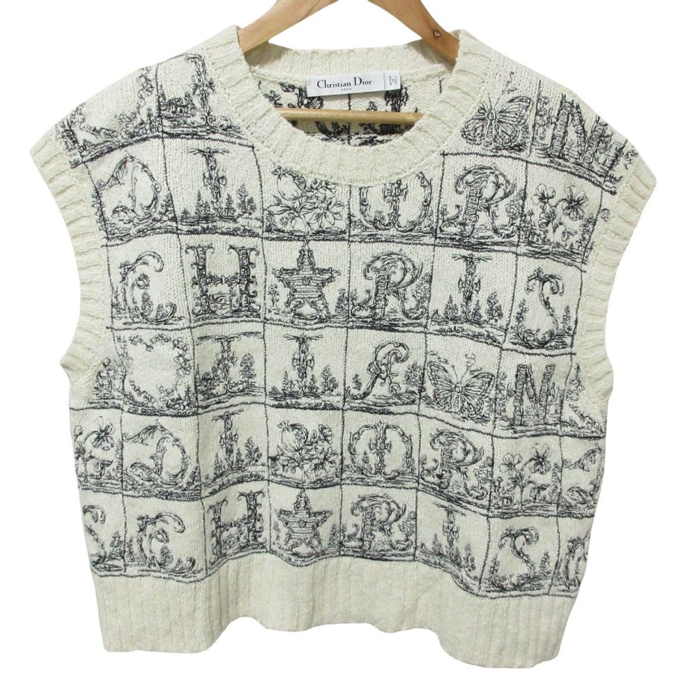 Dior Alphabet Wool Silk Knit Vest White Spring Summer Fall Winter