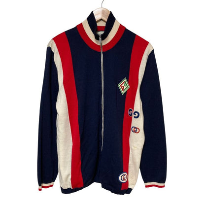 Gucci Wool Knit Bomber Jacket Navy Spring Summer Fall Winter XL