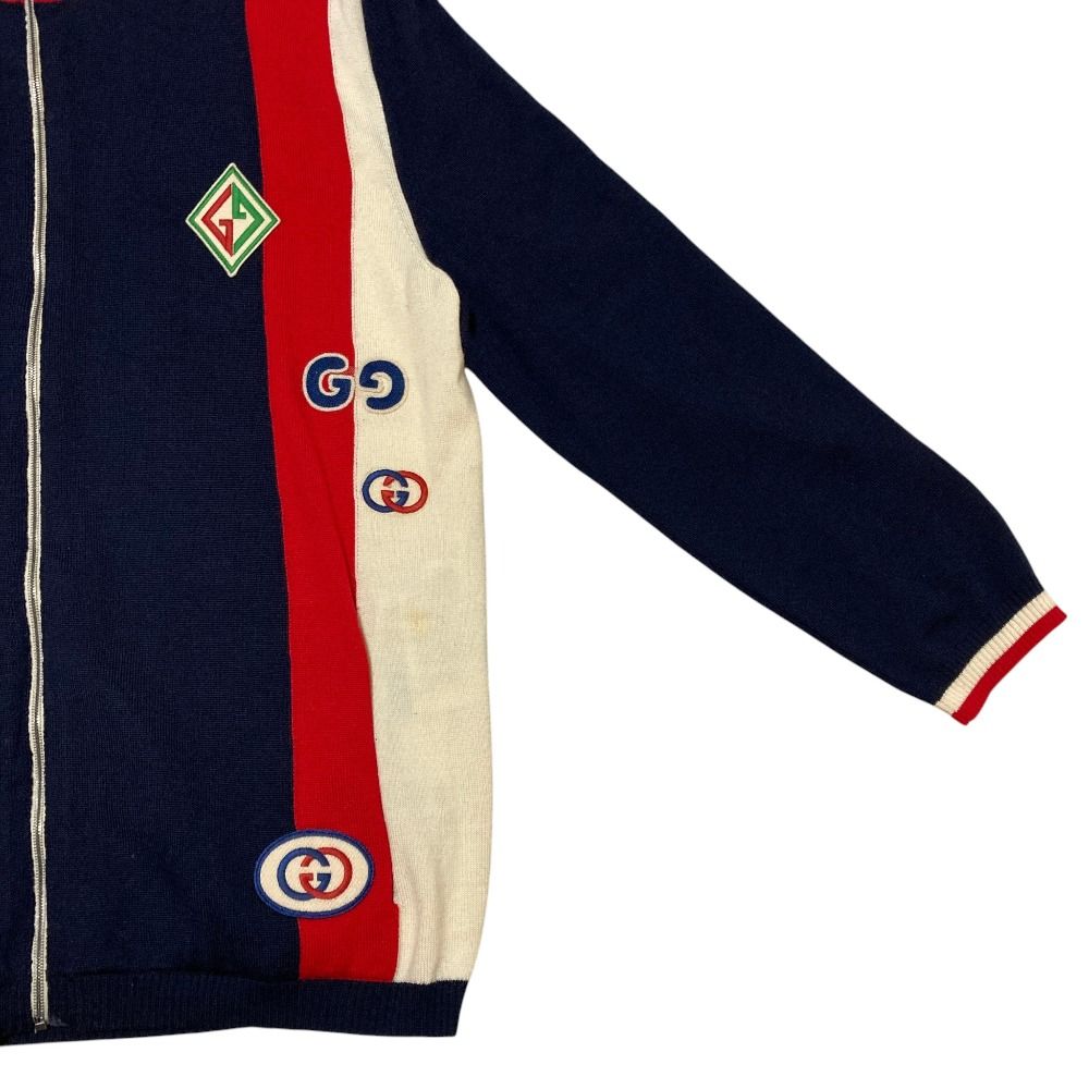 Gucci Wool Knit Bomber Jacket Navy Spring Summer Fall Winter XL — view 3