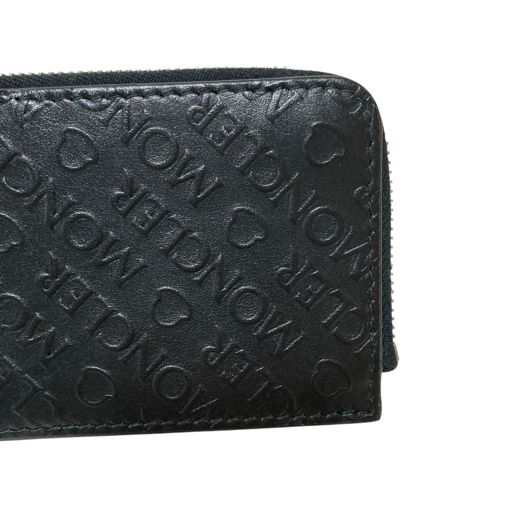 Moncler CC Case Embossed Logo Leather with Neck Strap Card Coin Purse Black — view 5