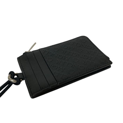 Moncler CC Case Embossed Logo Leather with Neck Strap Card Coin Purse Black — view 2
