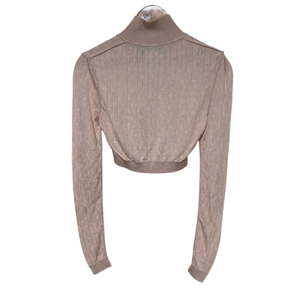 Fendi FF Logo Striped Rib Knit Short Top & Pencil Skirt Set Pink Spring 36 — view 3