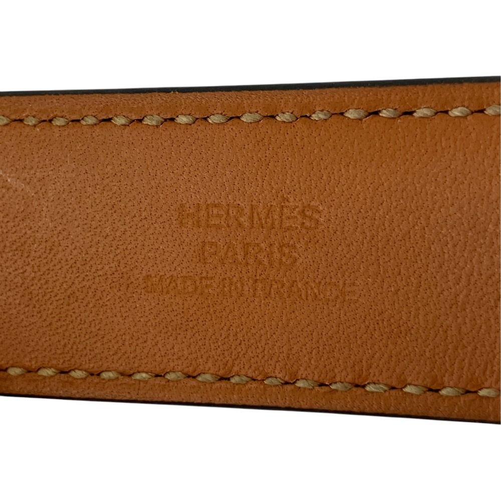 Hermes Collier de Chien Leather Bracelet Bangle Gold T 1 Black — view 4