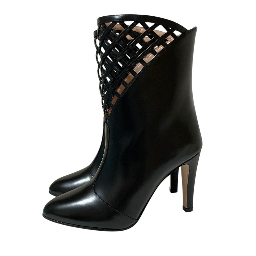 Gucci Mesh Leather Boots Black — view 2