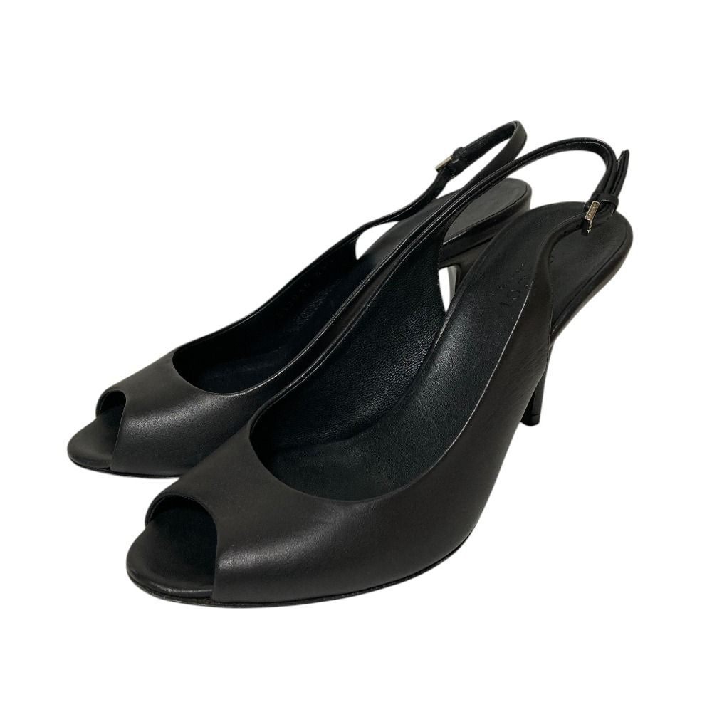 Gucci Leather Open Toe Backstrap Pumps Black Spring Summer Fall Winter