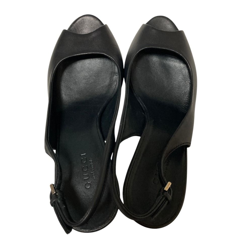 Gucci Leather Open Toe Backstrap Pumps Black Spring Summer Fall Winter — view 4